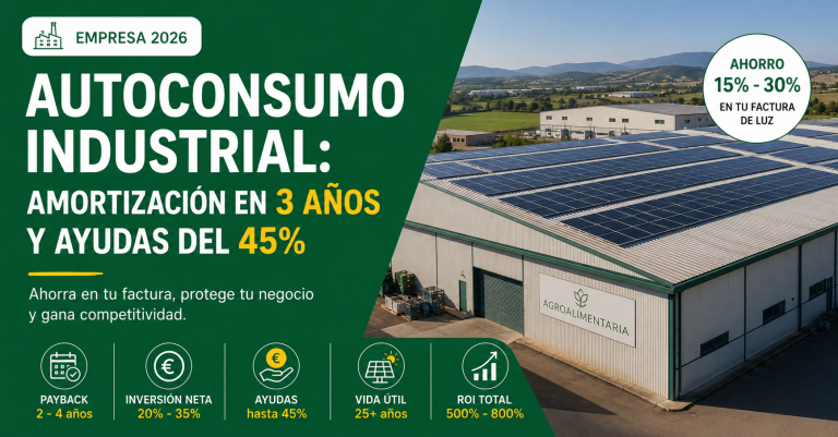 autoconsumo industrial nave solar 2026 rentabilidad