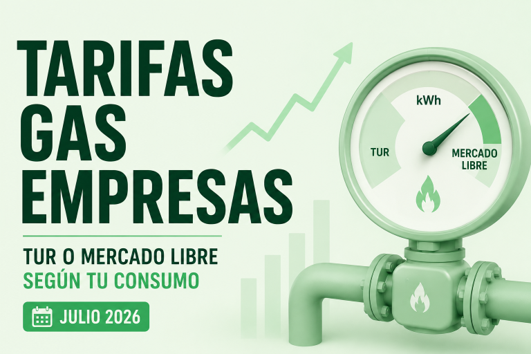 Tarifas de gas para empresas julio 2026: TUR por tramos de consumo frente al mercado libre