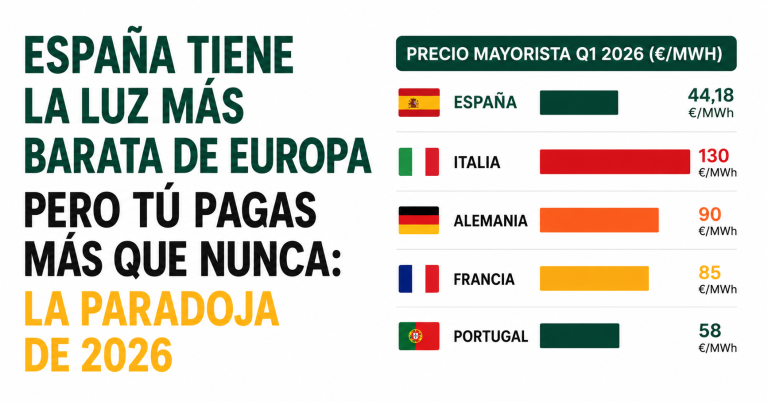 precio luz España Europa comparativa 2026