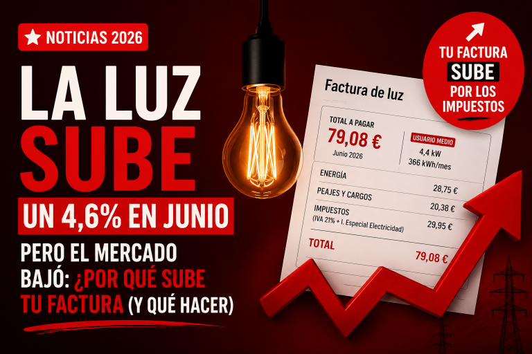 por qué sube la factura de la luz junio 2026 FACUA impuestos potencia