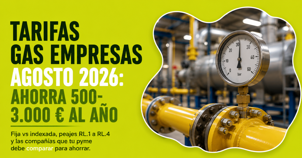 Tarifas gas empresas agosto 2026: peajes RL y ahorro para pymes