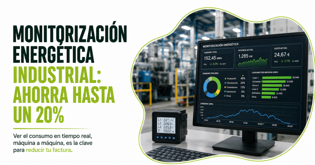 Monitorización energética: cómo ver el consumo real de tu fábrica máquina a máquina, cuánto se ahorra y qué papel juega la ISO 50001. Guía 2026.
