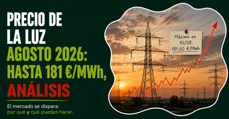 Precio de la luz agosto 2026: evolución del mercado mayorista al alza